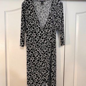 Faith Love and Passion - Women's Medium Dress - Elegant Black With White Design